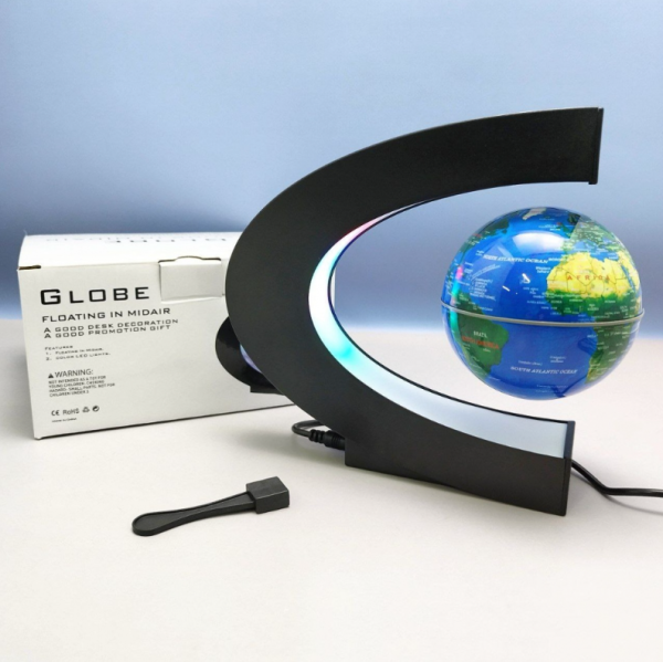 Магнитный левитирующий глобус с подсветкой Globe floating in midair / Светильник - ночник с RGB подсветкой